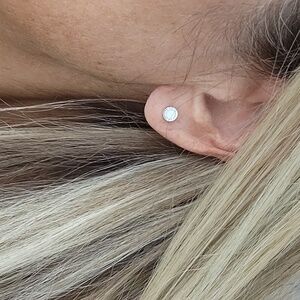 TINY WHITE ENAMEL SILVER STUD EARRINGS